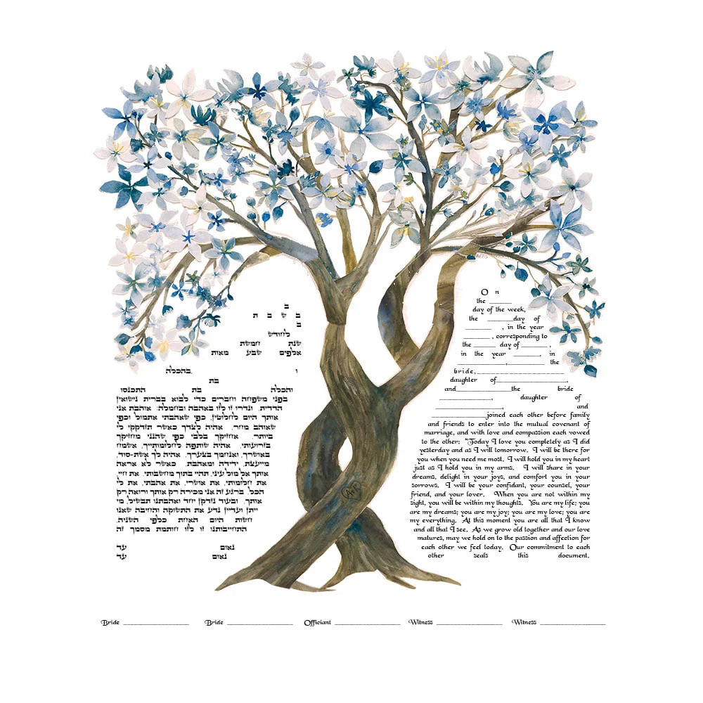 Cherry Blossoms - Blue Ketubah